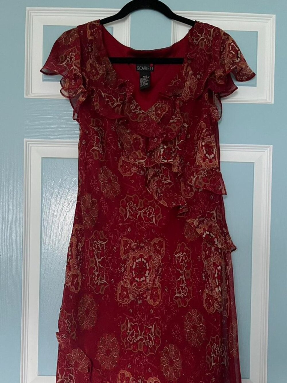 American Vintage Women's Red and Burgundy Dress